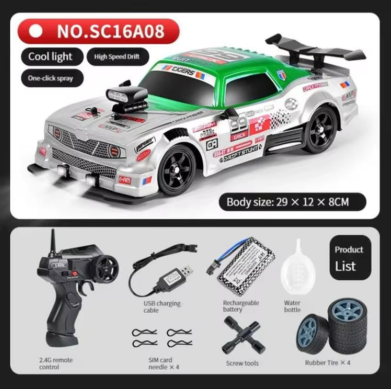 2.4G Drift Rc Car 4WD High Speed RC Drift Car Toy Remote Control Model Vehicle Car RC Vehicle Toy with Light Spray for Child