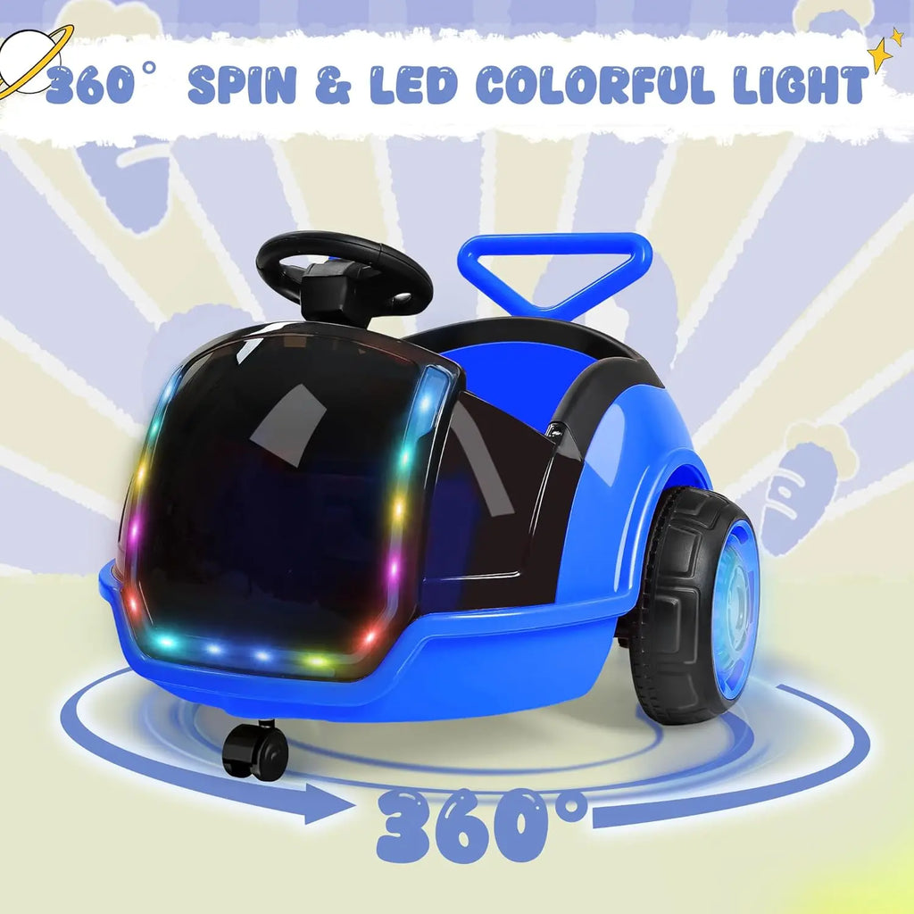 ANPABO 3-In-1 Electric Push Ride on Car, 12V Kids Ride on Toy W/Remote Control, 360° Spin, 5-Point Safety Belt, Colorful LED Light, Music Player, Push Car for Toddler