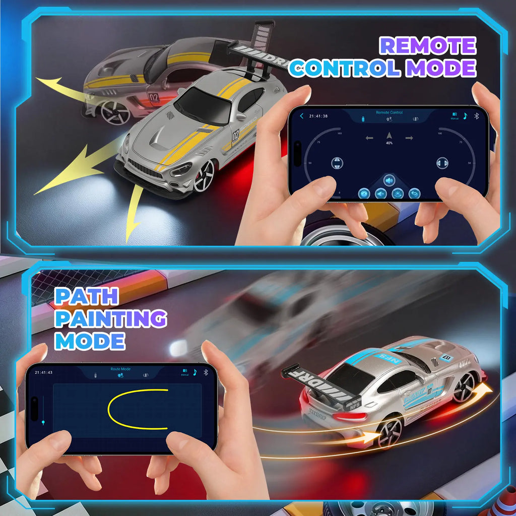 2026 Wintek 1:64 Mini Drift RC Car – Adult Desktop Racing Toy, App-Controlled RC with LED Lights & Adjustable Speed, Cool Gift for Boyfriend & Men
