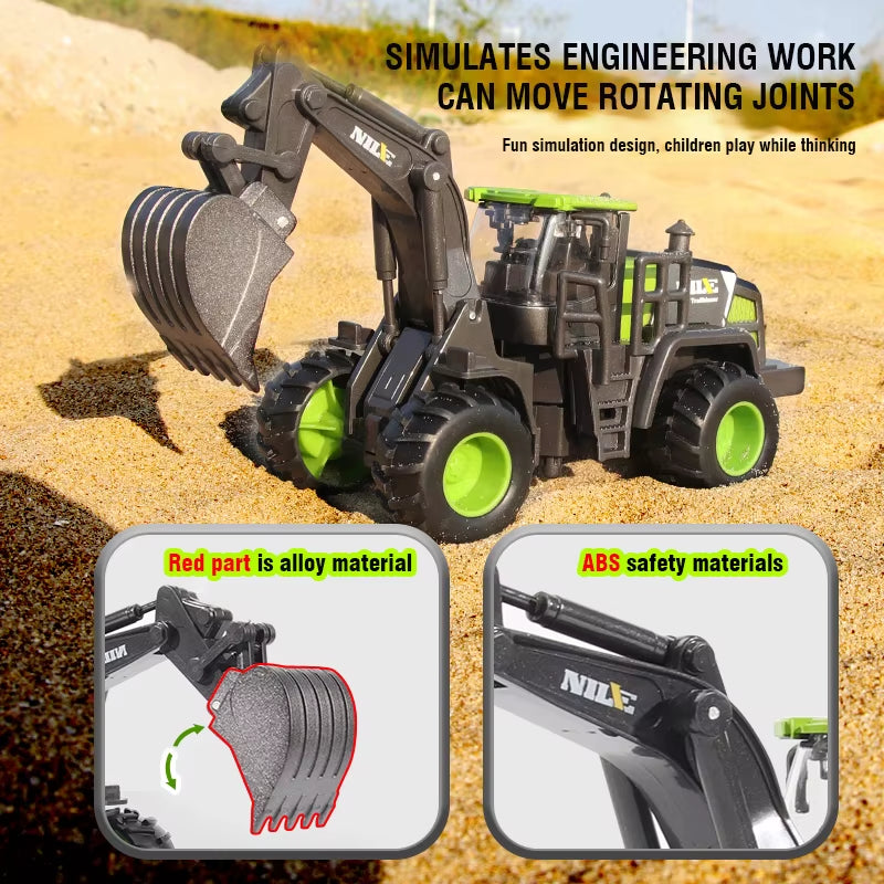 Alloy Engineering Vehicle Toy Models 1:50 Simulated Alloy Excavator, Bulldozer, Road Roller, Crane Boys' Engineering Vehicle Toy