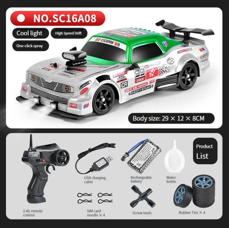 2.4G Drift Rc Car 4WD High Speed RC Drift Car Toy Remote Control Model Vehicle Car RC Vehicle Toy with Light Spray for Child