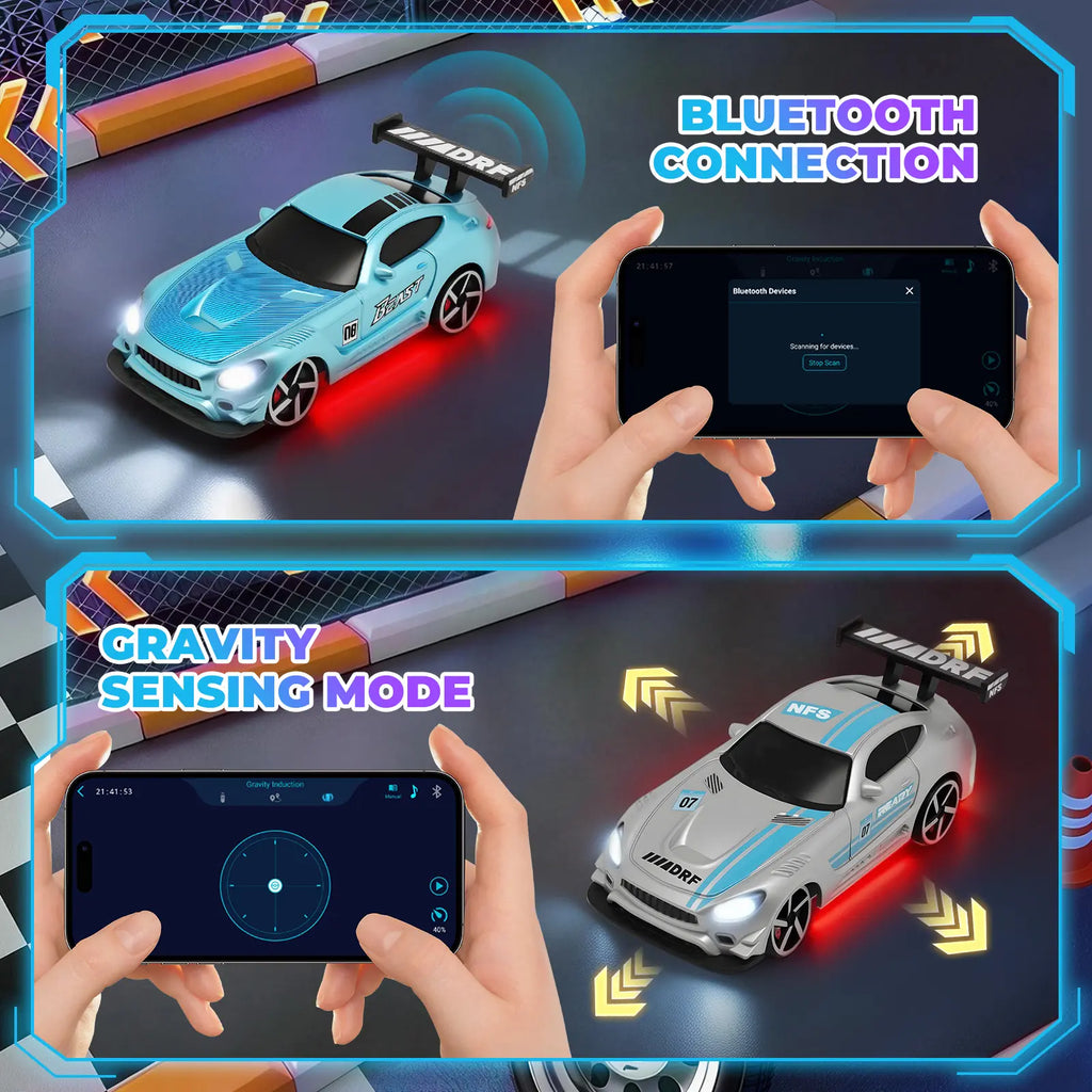 2026 Wintek 1:64 Mini Drift RC Car – Adult Desktop Racing Toy, App-Controlled RC with LED Lights & Adjustable Speed, Cool Gift for Boyfriend & Men
