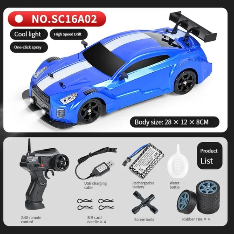 2.4G Drift Rc Car 4WD High Speed RC Drift Car Toy Remote Control Model Vehicle Car RC Vehicle Toy with Light Spray for Child