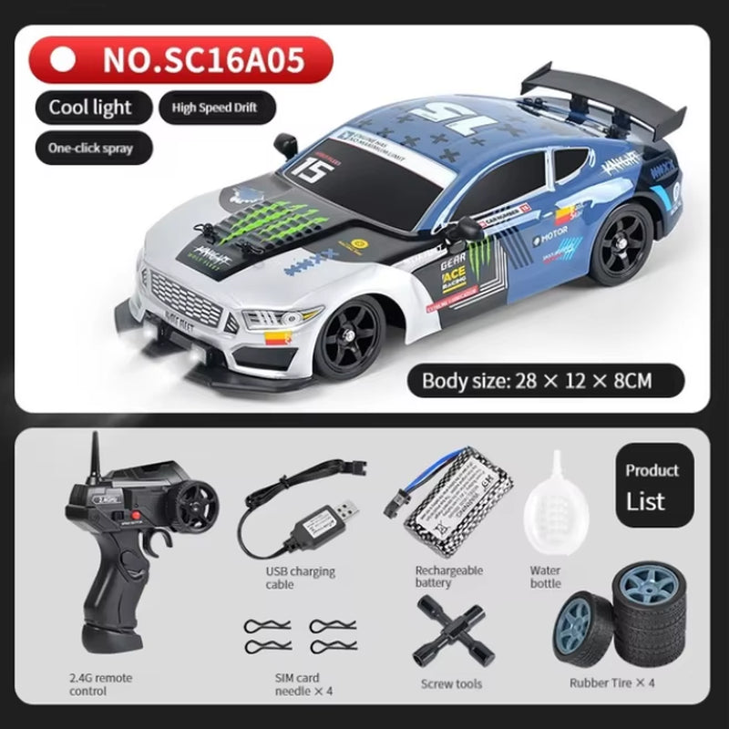 2.4G Drift Rc Car 4WD High Speed RC Drift Car Toy Remote Control Model Vehicle Car RC Vehicle Toy with Light Spray for Child