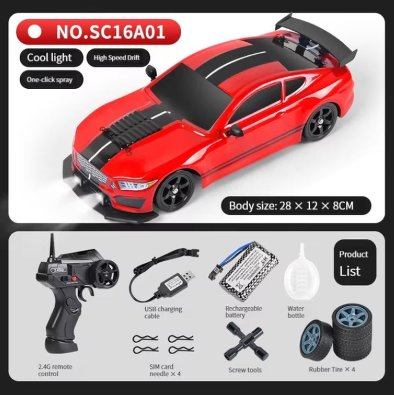 2.4G Drift Rc Car 4WD High Speed RC Drift Car Toy Remote Control Model Vehicle Car RC Vehicle Toy with Light Spray for Child