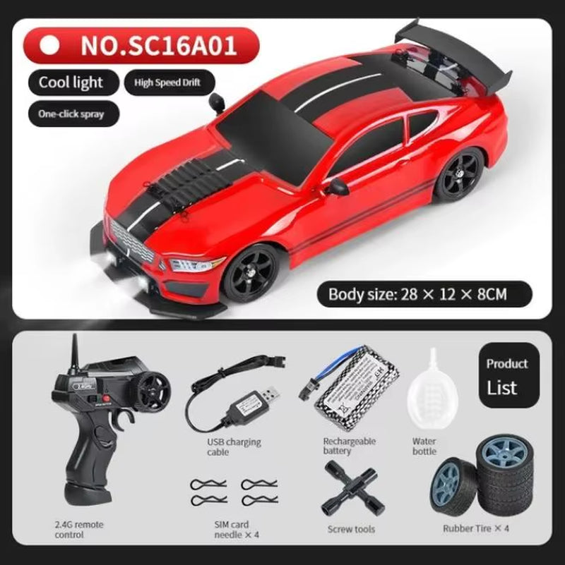 2.4G Drift Rc Car 4WD High Speed RC Drift Car Toy Remote Control Model Vehicle Car RC Vehicle Toy with Light Spray for Child