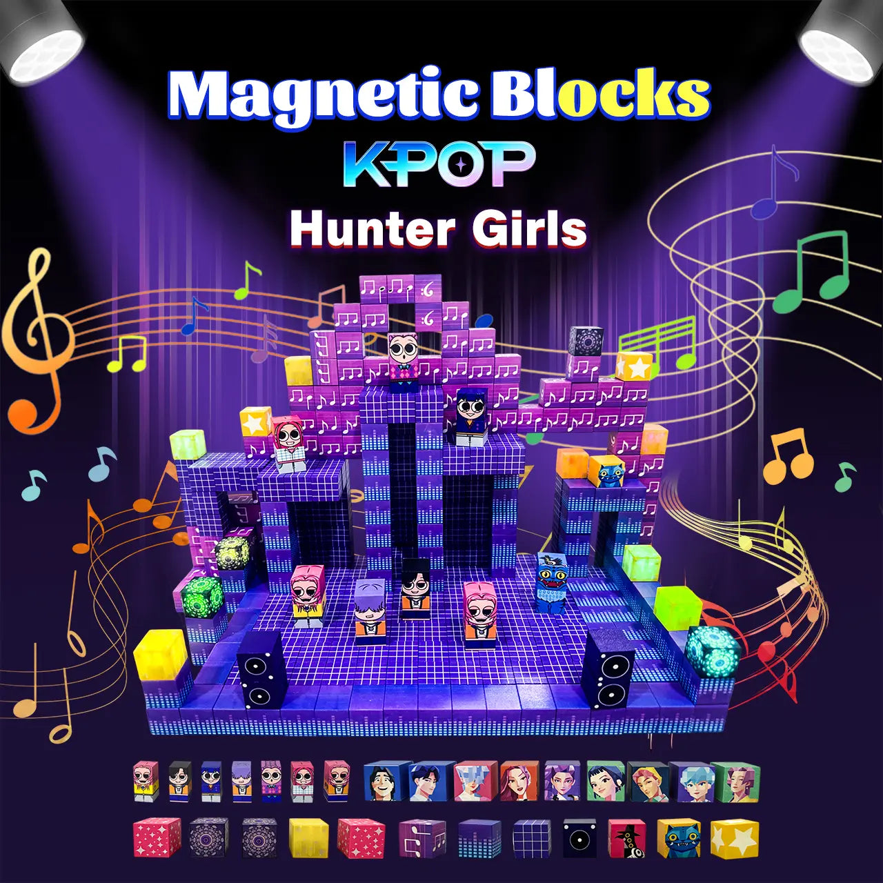 K-Pop Hunter Girl Team Magnetic Building Blocks, Magnetized Construction Set, Fun and Educational Toy for Kids, Perfect Gift Idea