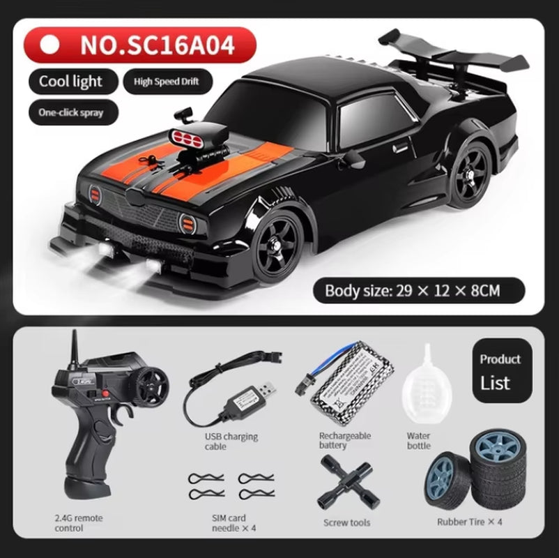 2.4G Drift Rc Car 4WD High Speed RC Drift Car Toy Remote Control Model Vehicle Car RC Vehicle Toy with Light Spray for Child