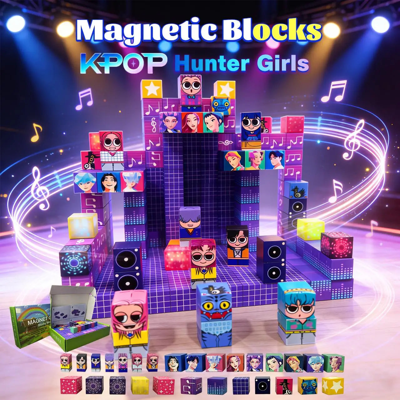 K-Pop Hunter Girl Team Magnetic Building Blocks, Magnetized Construction Set, Fun and Educational Toy for Kids, Perfect Gift Idea