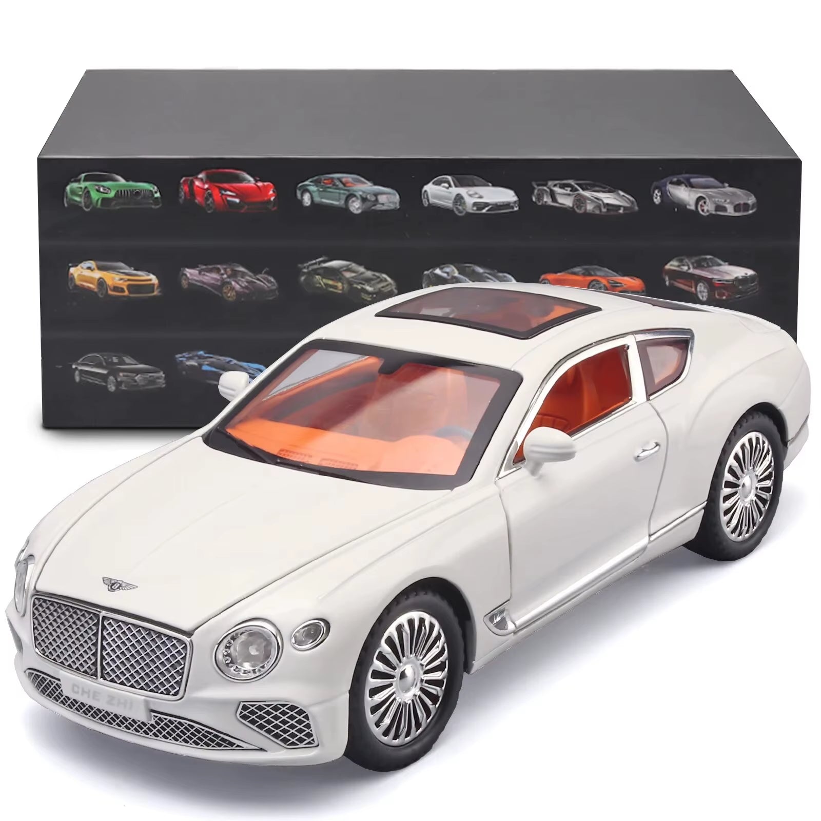 1:24 Continental GT Model Car Alloy Diecast Toy Car Collectible Pull Back Toy Vehicles With(Black)