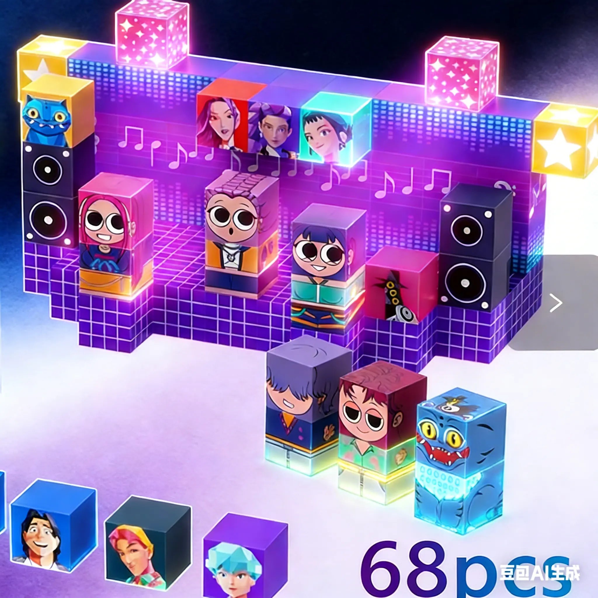 K-Pop Hunter Girl Team Magnetic Building Blocks, Magnetized Construction Set, Fun and Educational Toy for Kids, Perfect Gift Idea