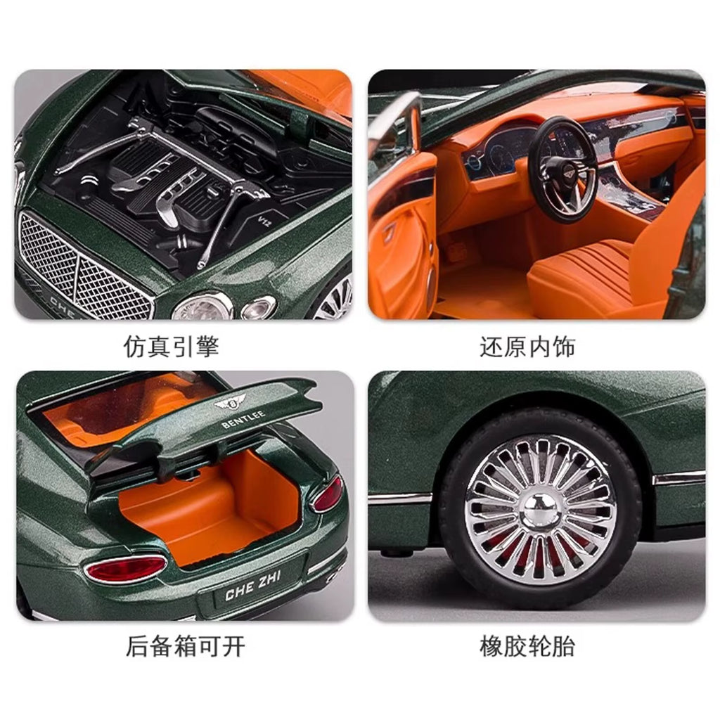 1:24 Continental GT Model Car Alloy Diecast Toy Car Collectible Pull Back Toy Vehicles With(Black)