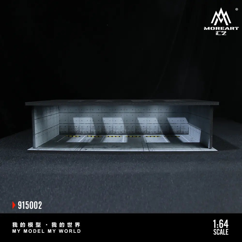 Diorama 1/64 Scale Car Garage Model LED Lighting City Street Underground Parking Lot Workshop Scene Display Model Collection Gift Toy