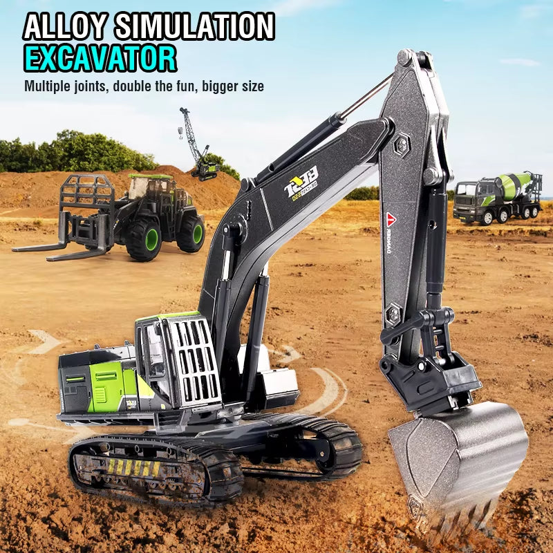 Alloy Engineering Vehicle Toy Models 1:50 Simulated Alloy Excavator, Bulldozer, Road Roller, Crane Boys' Engineering Vehicle Toy